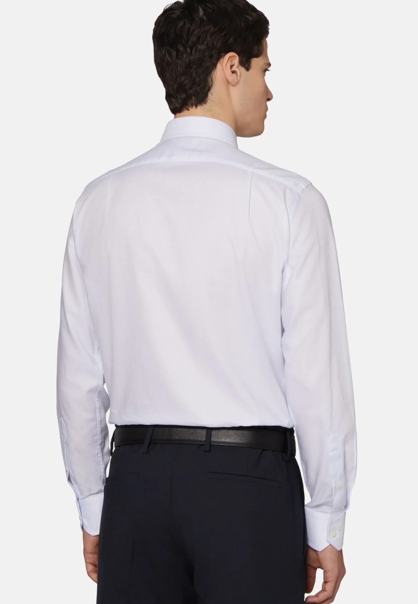 Chemise Bleu Clair En Coton Dobby Coupe Droite