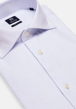 Chemise Bleu Clair En Coton Dobby Coupe Droite