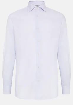 Chemise Bleu Clair En Coton Dobby Coupe Droite