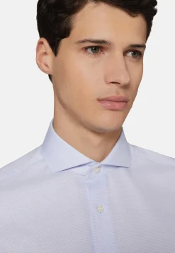 Chemise Bleu Clair En Coton Dobby Slim Fit