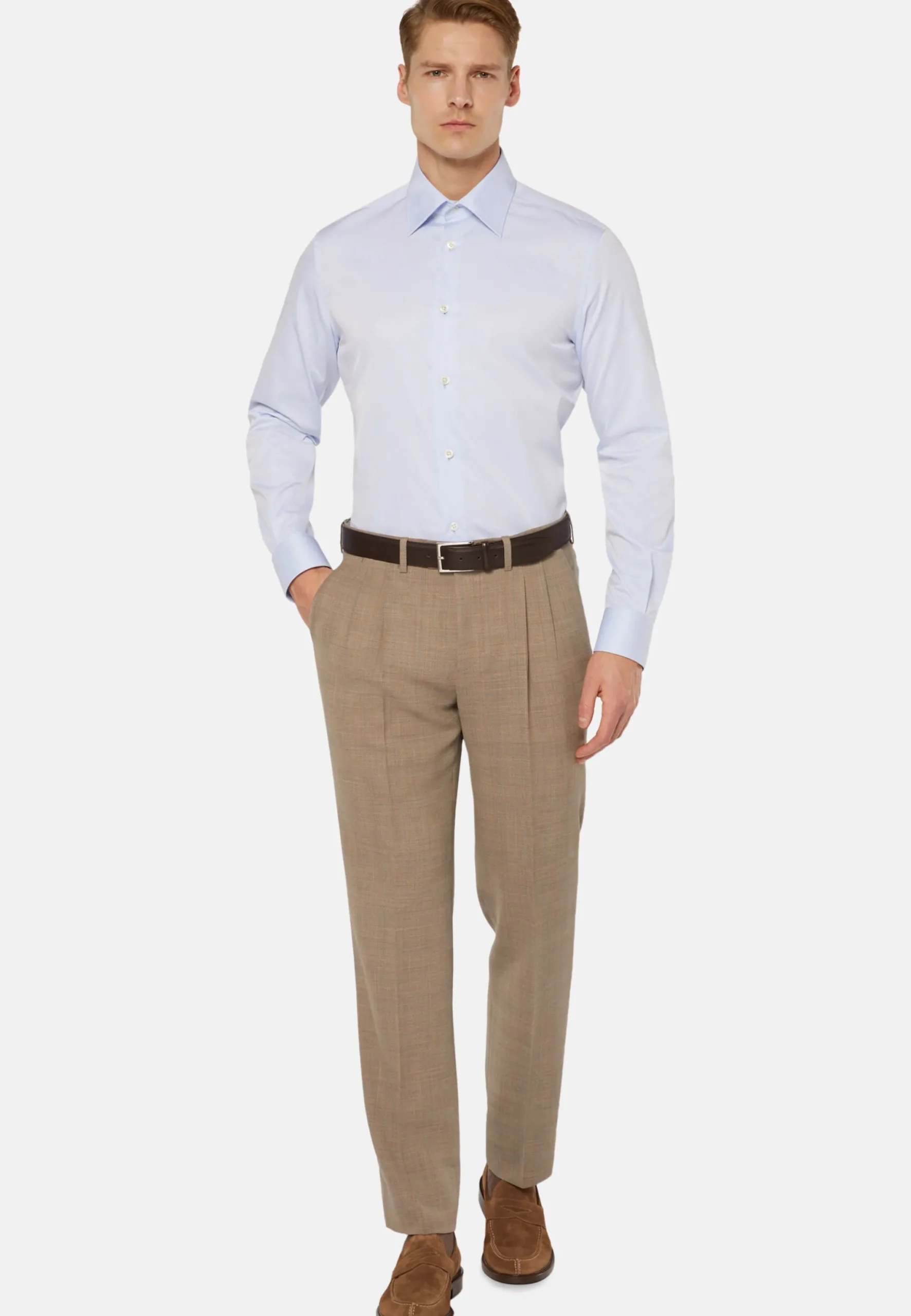 Chemise Bleu Clair En Sergé De Coton Regular Fit