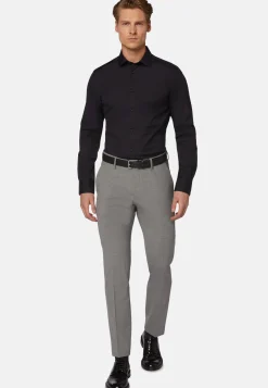 Chemise Bleu Marine En Coton Extensible Slim Fit