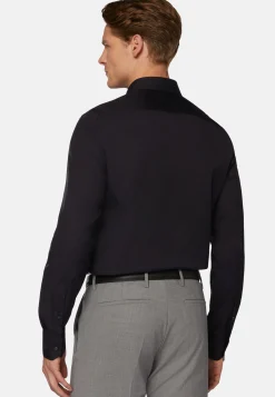 Chemise Bleu Marine En Coton Extensible Slim Fit