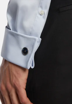 Chemise Bleue Pin Point En Coton Slim Fit