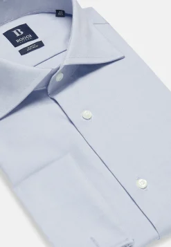 Chemise Bleue Pin Point En Coton Slim Fit