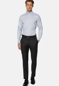 Chemise Bleue Pin Point En Coton Slim Fit