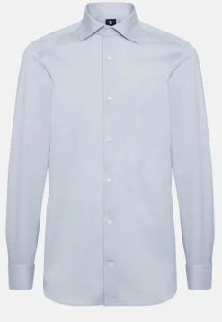 Chemise Bleue Pin Point En Coton Slim Fit