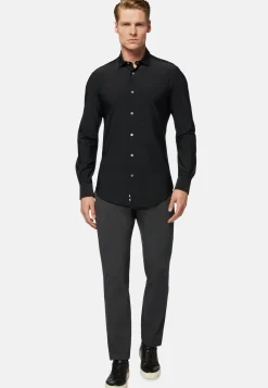 Chemise Noire En Nylon Stretch Slim Fit