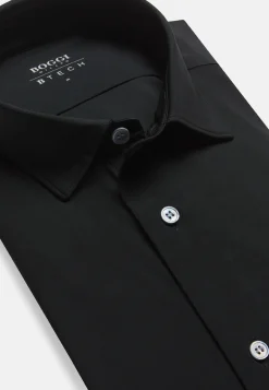 Chemise Noire En Nylon Stretch Slim Fit
