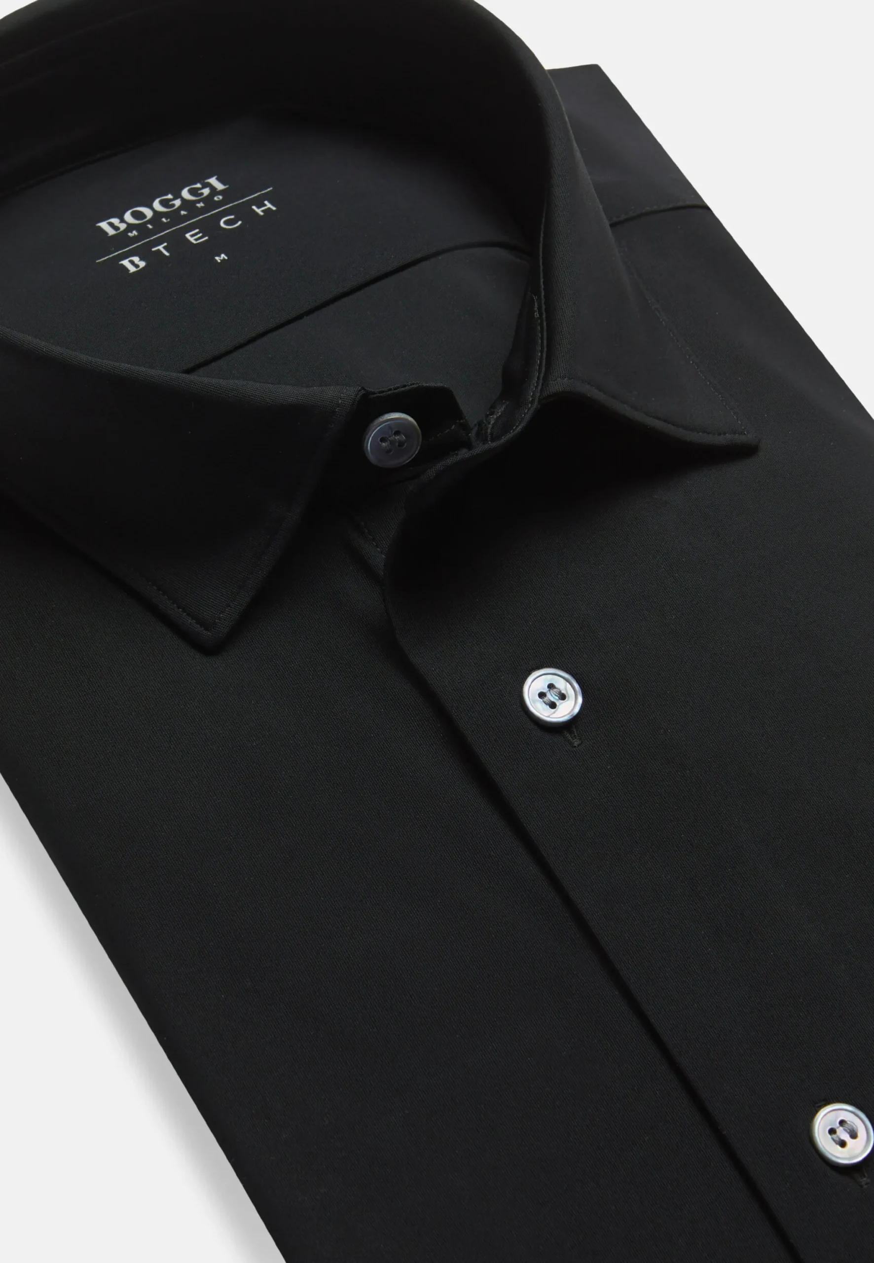 Chemise Noire En Nylon Stretch Slim Fit