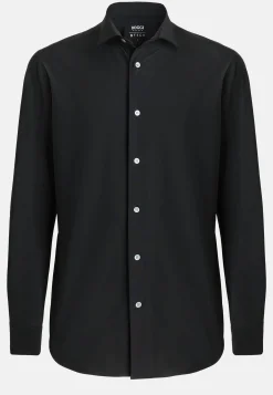 Chemise Noire En Nylon Stretch Slim Fit
