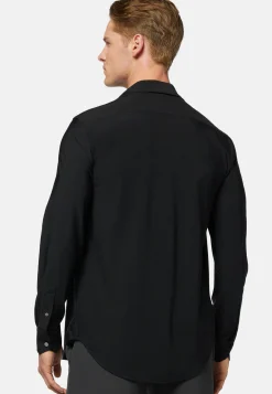 Chemise Noire En Nylon Stretch Slim Fit