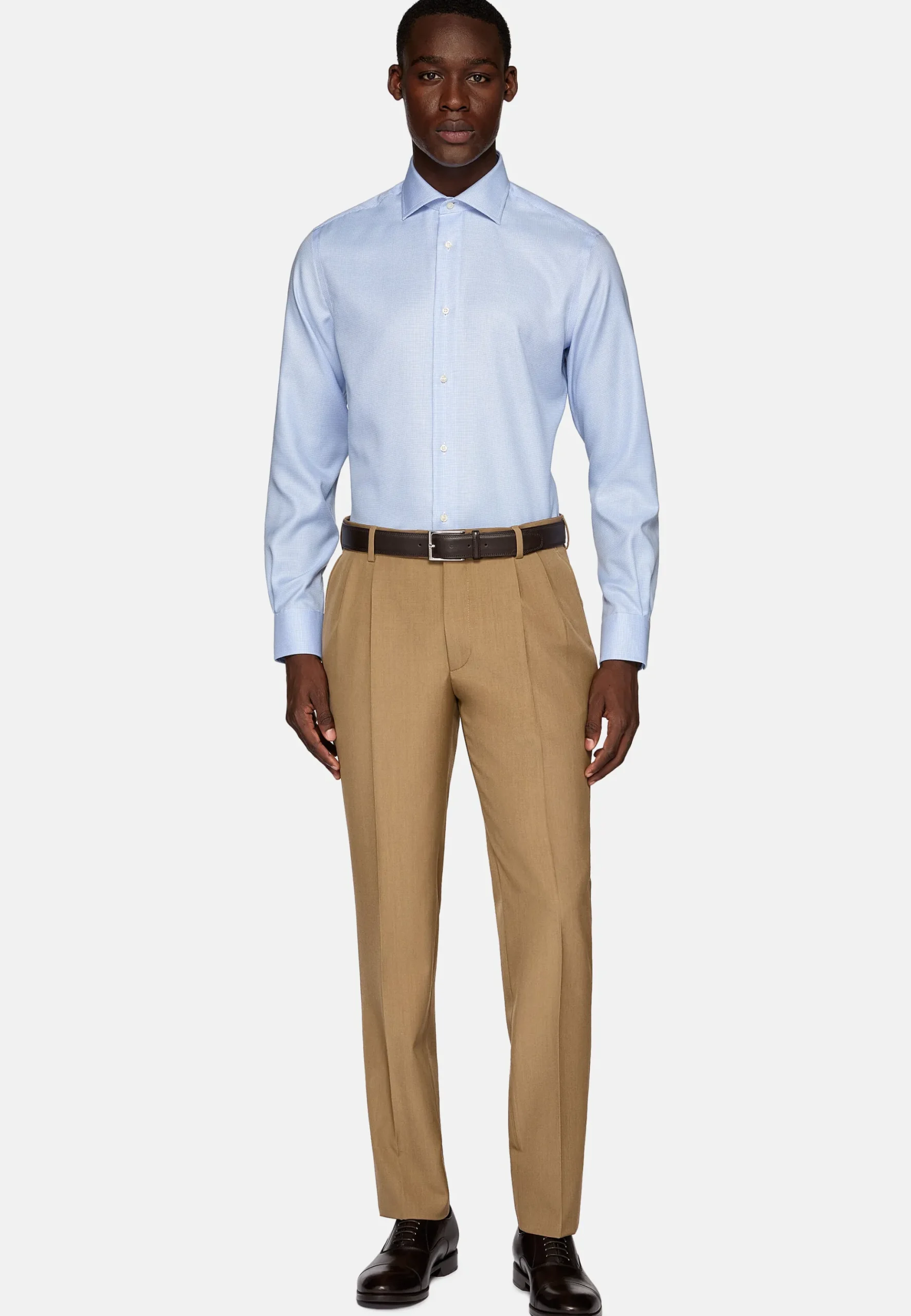 Chemise Pied-De-Poule En Coton Dobby Slim Fit