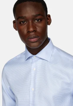 Chemise Pied-De-Poule En Coton Dobby Slim Fit