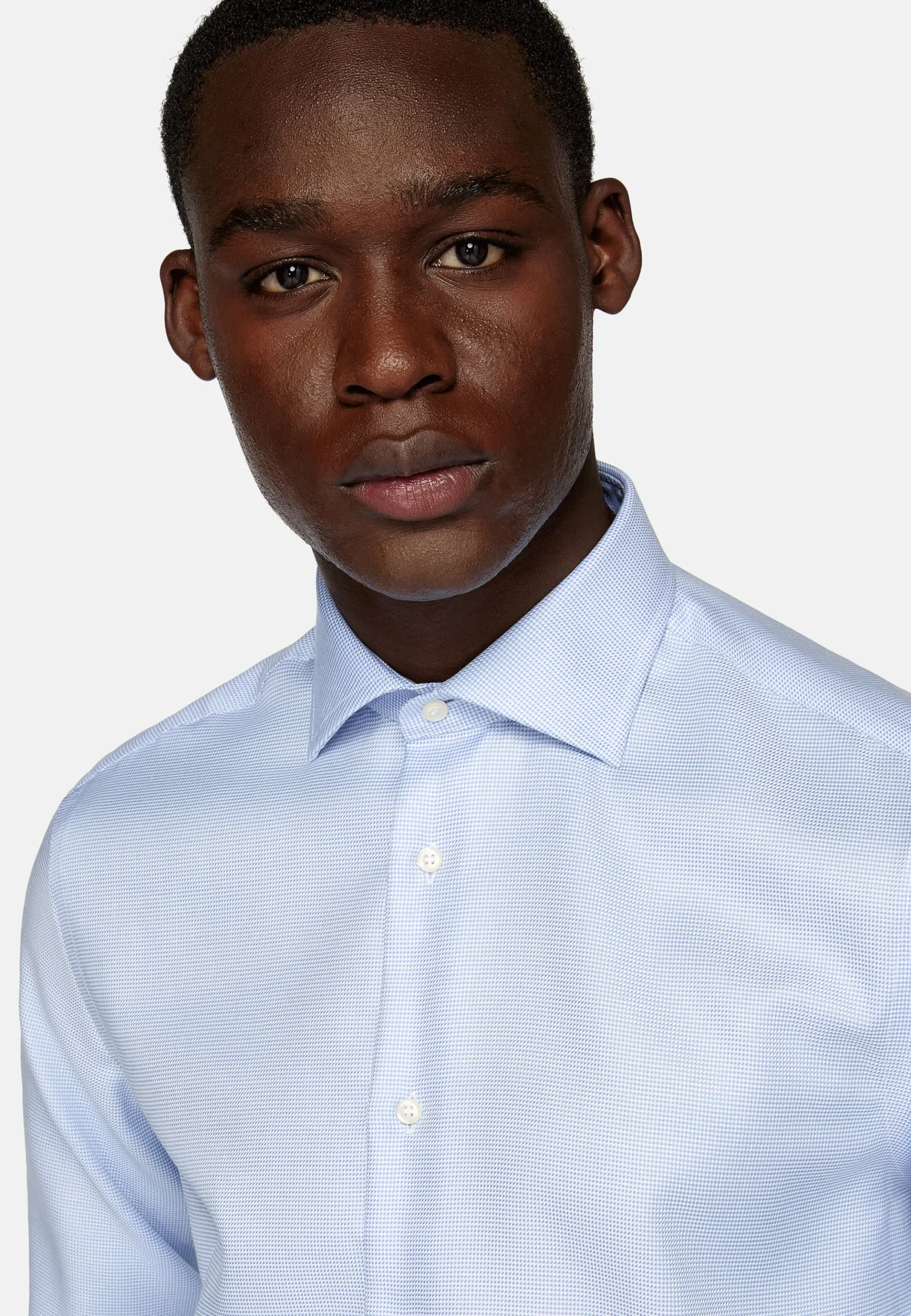 Chemise Pied-De-Poule En Coton Dobby Slim Fit