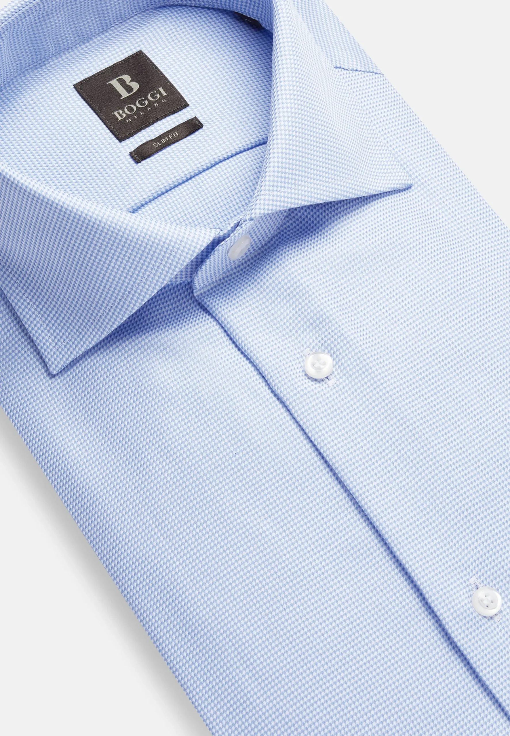 Chemise Pied-De-Poule En Coton Dobby Slim Fit