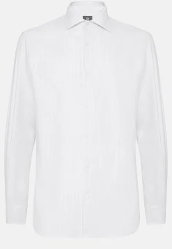 Chemise Rayée En Coton Dobby Regular Fit