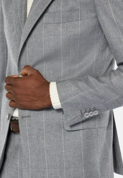 Costume Gris À Fines Rayures En Pure Laine