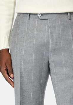 Costume Gris À Fines Rayures En Pure Laine