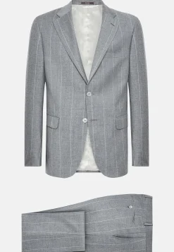 Costume Gris À Fines Rayures En Pure Laine