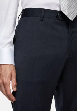 Costume Bleu À Rayures En Laine Extensible