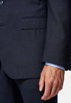 Costume Bleu Marine À Micromotif En Laine