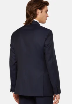 Costume Bleu Marine À Micromotif En Pure Laine