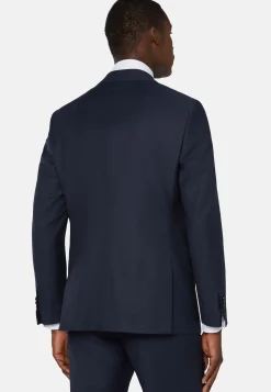 Costume Bleu Marine À Micromotif En Pure Laine