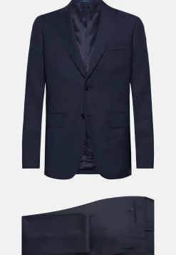 Costume Bleu Marine À Micromotif En Pure Laine