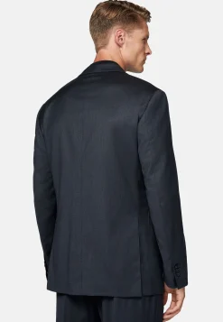 Costume Bleu Marine En Laine Extensible