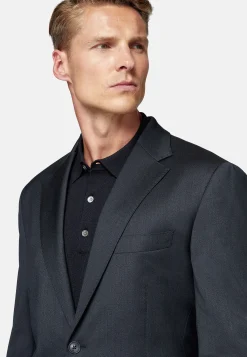 Costume Bleu Marine En Laine Extensible