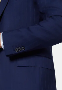 Costume Bleu Roi À Fines Rayures En Pure Laine Super 130