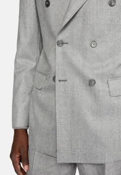 Costume Croisé Gris Clair En Pure Laine