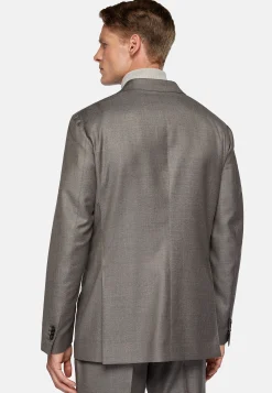 Costume Croisé Gris Tourterelle En Pure Laine