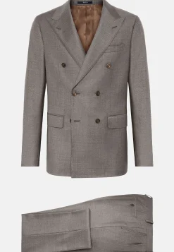 Costume Croisé Gris Tourterelle En Pure Laine