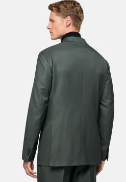 Costume Croisé Vert En Pure Laine