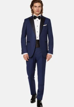 Costume De Smoking Bleu Marine En Laine Extensible