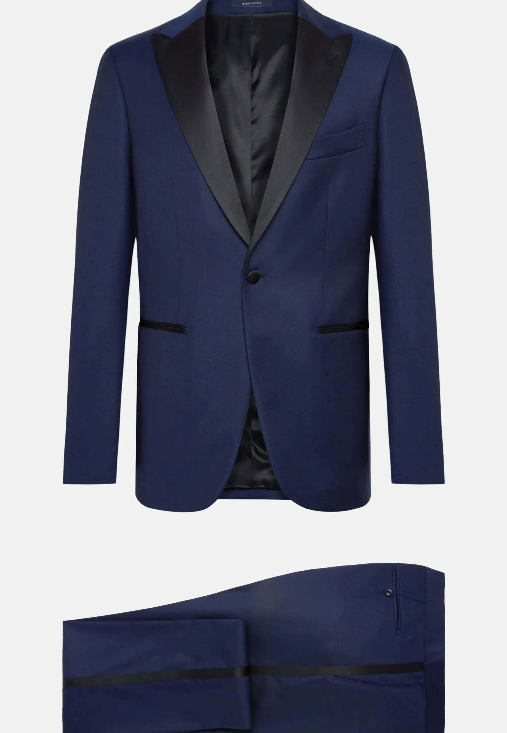 Costume De Smoking Bleu Marine En Laine Extensible