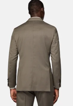 Costume Gris Tourterelle À Chevrons En Pure Laine