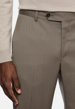 Costume Gris Tourterelle À Chevrons En Pure Laine