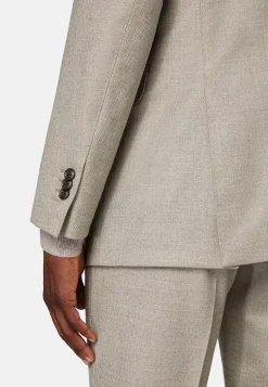 Costume Gris Tourterelle À Chevrons En Pure Laine