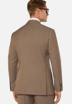 Costume Gris Tourterelle Motif À Chevrons En Pure Laine Super 130