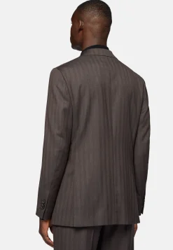 Costume Marron Foncé À Chevrons En Pure Laine Super 130