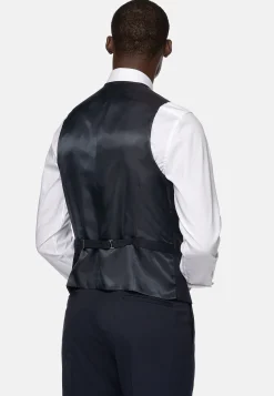 Gilet Bleu Marine En Sergé De Laine Extensible