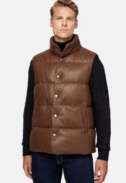 Gilet En Cuir Véritable Rembourré En Plume