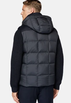 Gilet En Flanelle Rembourré De Plumes À Capuche