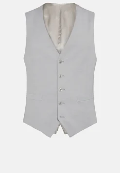 Gilet Gris Perle En Laine Mélangée