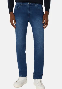 Jean En Denim Extensible Bleu À Délavage Moyen