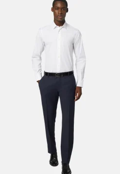 Pantalon à Micromotif En Laine Extensible