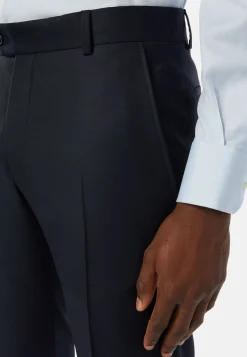 Pantalon Bleu Marine En Laine Super 130 Regular Fit